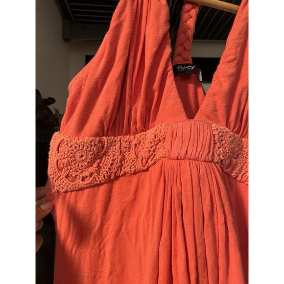 Y2K Sky Womens Peach Braided Flowy Sz M Top Made In USA - Picture 4 of 6